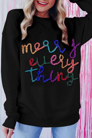 Merry Everything Sequin Dropped Shoulder Sweatshirt - Sydney So Sweet