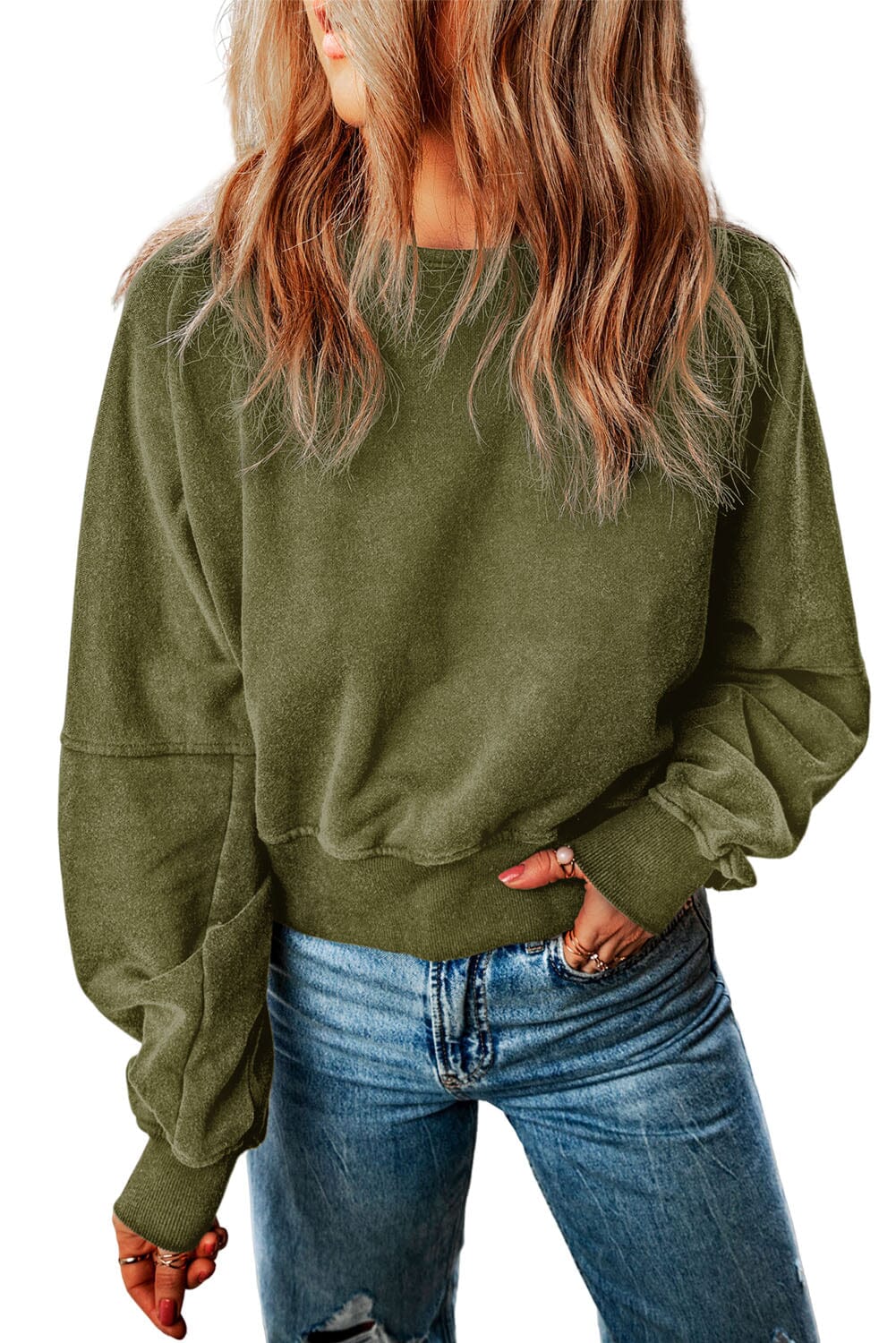 Round Neck Open Back Sweatshirt - Sydney So Sweet