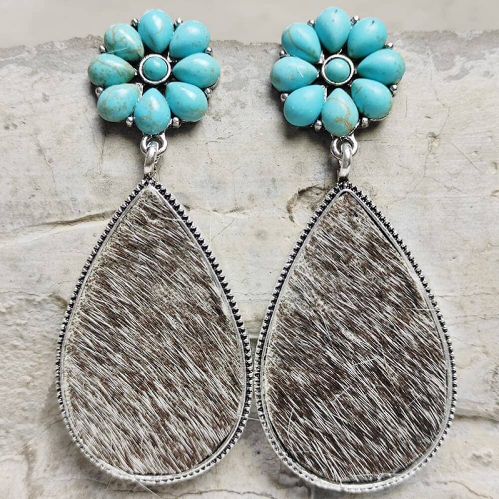 Turquoise Flower Teardrop Earrings - Sydney So Sweet