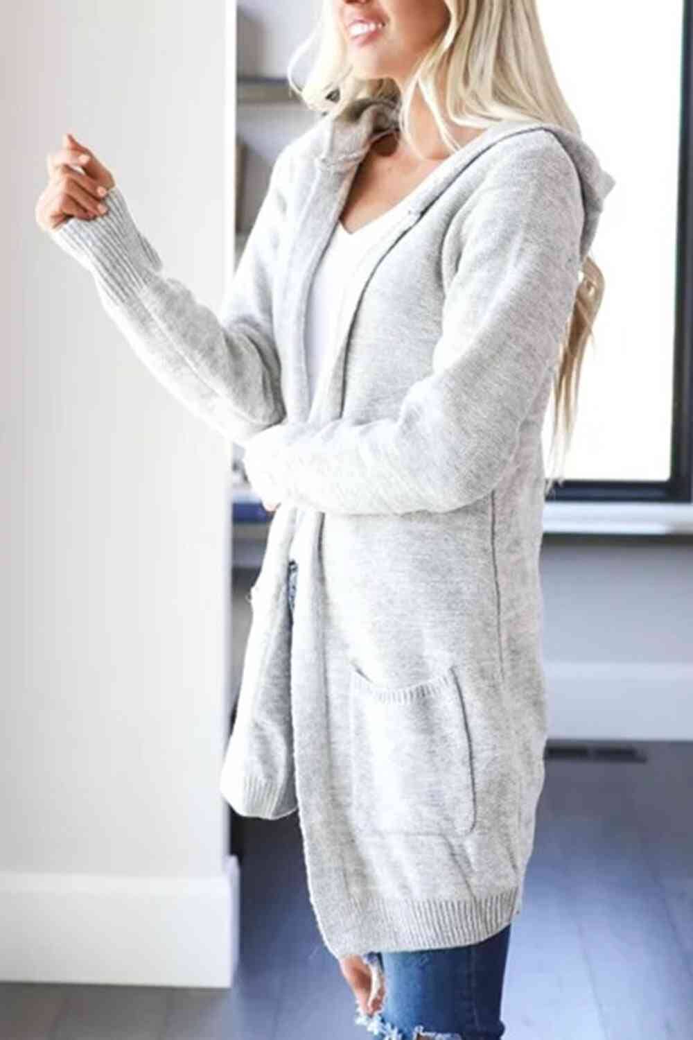 Heathered Open Front Cardigan with Pockets - Sydney So Sweet