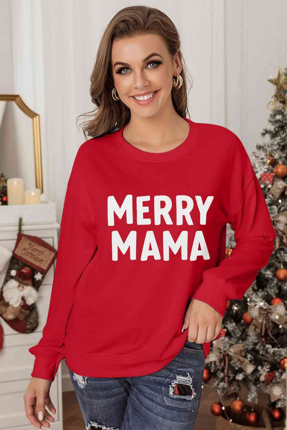 MERRY MAMA Graphic Round Neck Sweatshirt - Sydney So Sweet