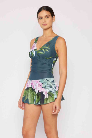 Clear Waters Women's Swim Dress in Aloha Forest - Sydney So Sweet