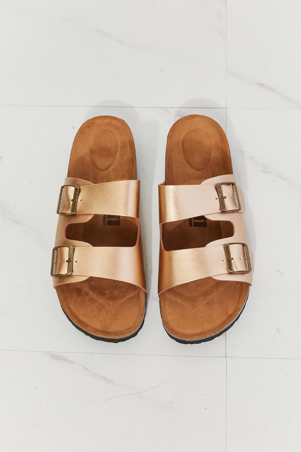 Best Life Double-Banded Slide Sandal in Gold - Sydney So Sweet