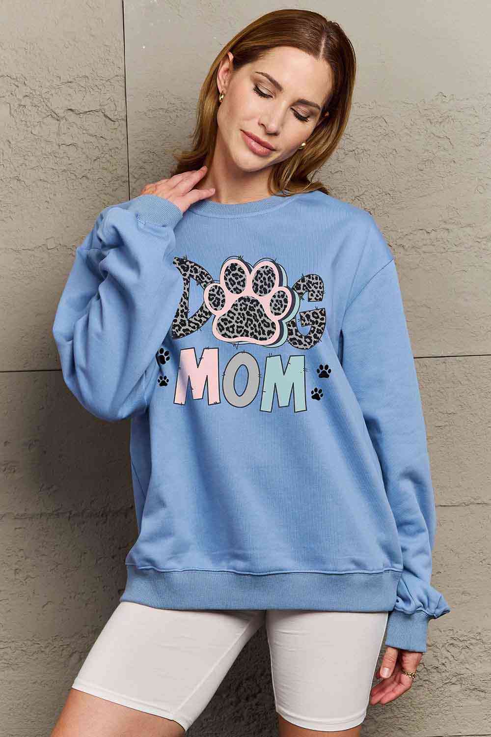 Pink & Blue DOG MOM Graphic Sweatshirt - Sydney So Sweet