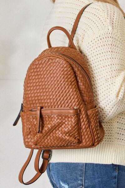 PU Leather Woven Backpack - Sydney So Sweet