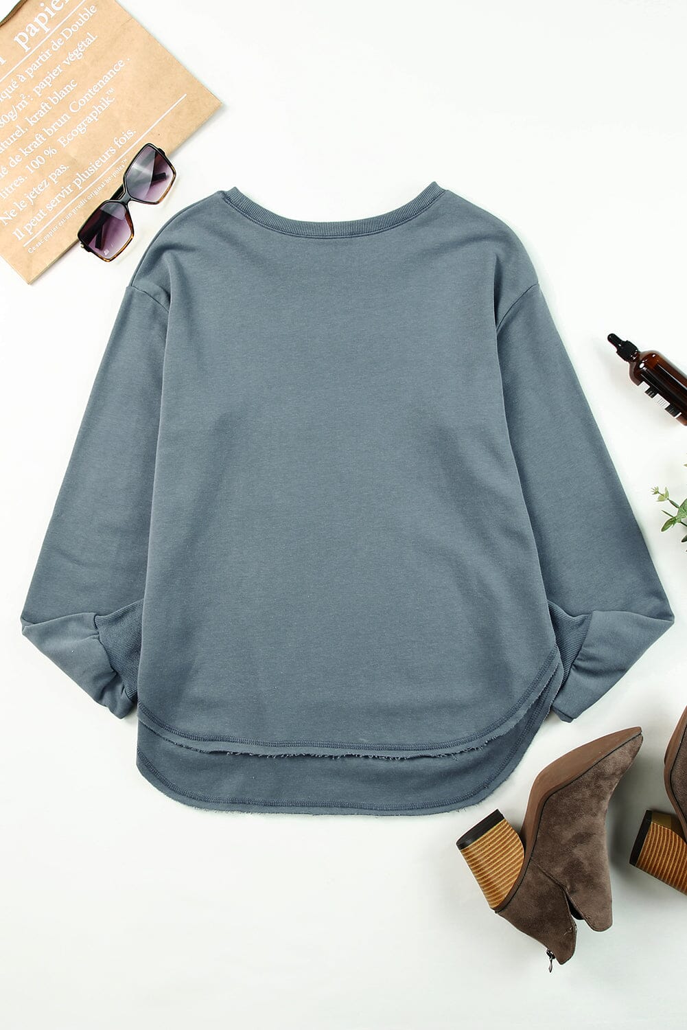 Side Slit Drop Shoulder Sweatshirt - Sydney So Sweet