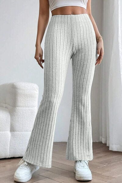 Basic Bae Full Size Ribbed High Waist Flare Pants - Sydney So Sweet