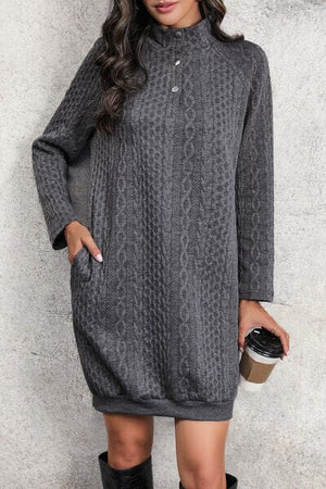 Cable-Knit Mock Neck Dress - Sydney So Sweet