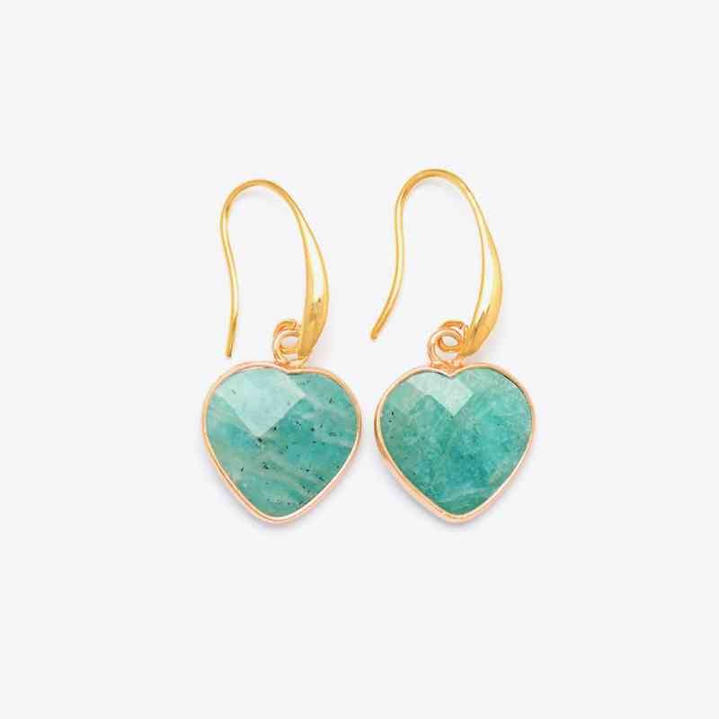 Natural Stone Heart Drop Earrings - Sydney So Sweet