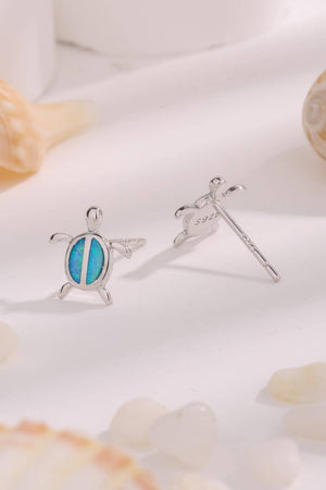 Opal Turtle 925 Sterling Silver Stud Earrings - Sydney So Sweet