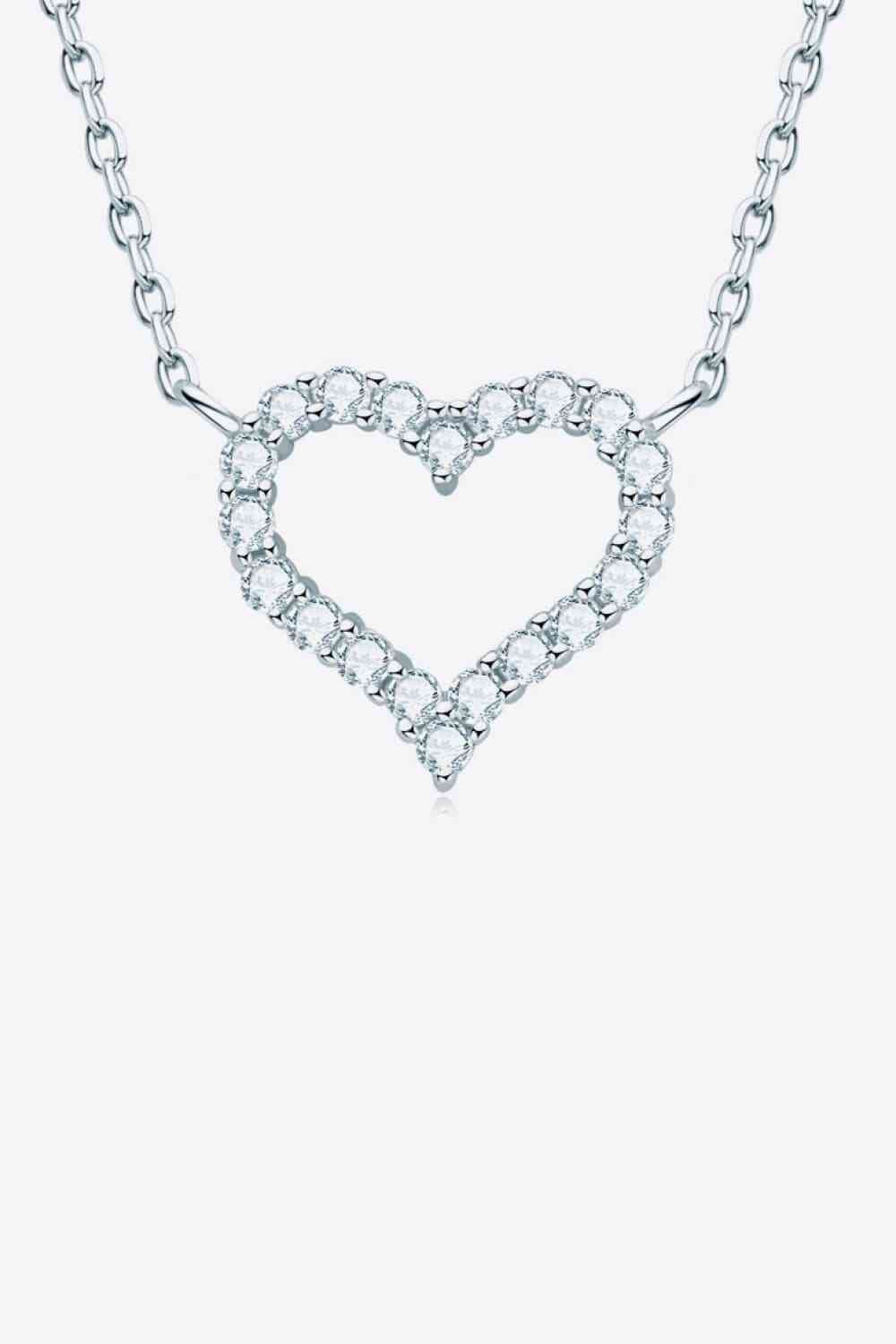 Adored Moissanite Platinum-Plated Heart Necklace - Sydney So Sweet