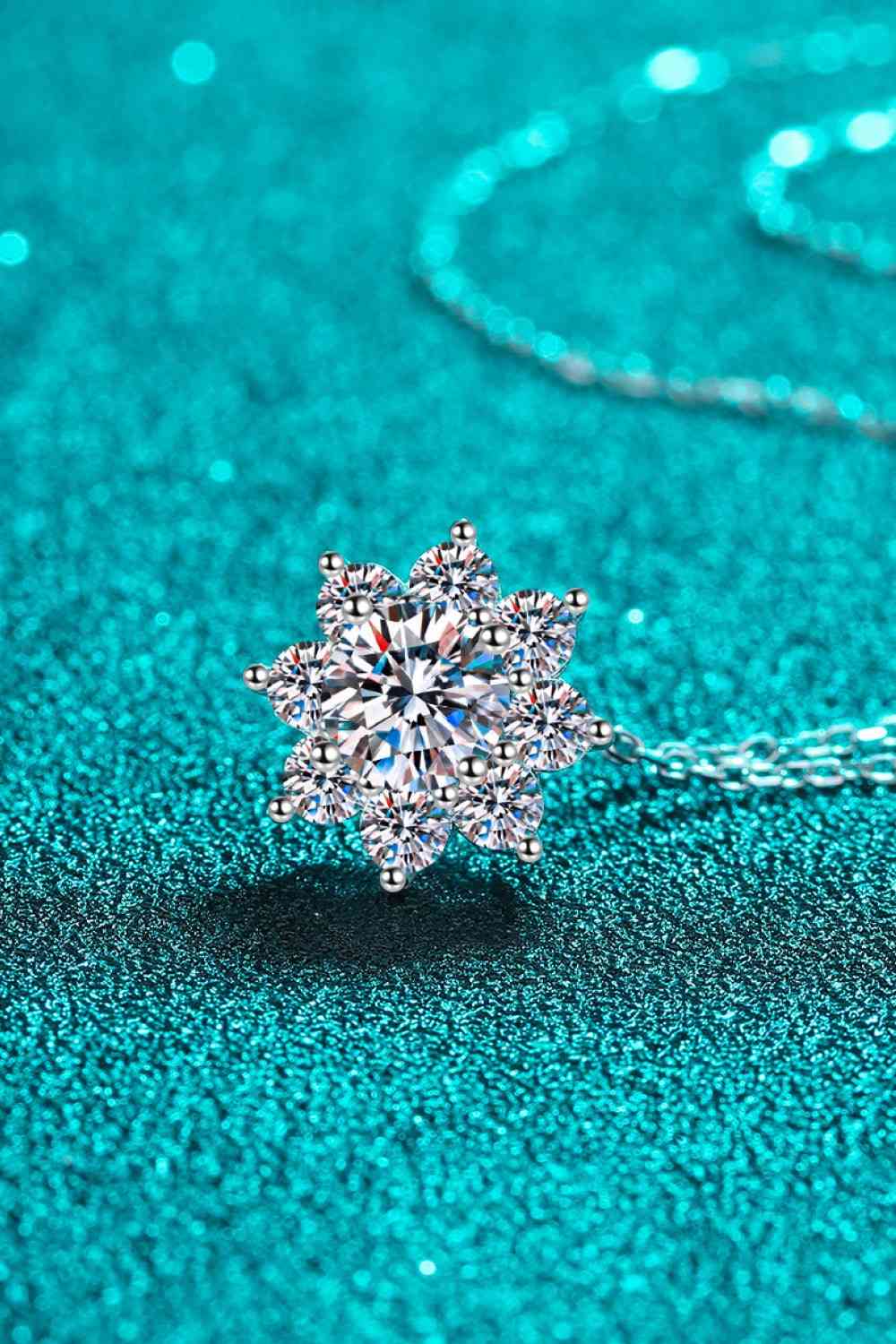 1 Carat Moissanite Floral-Shaped or Snowflake Pendant Necklace - Sydney So Sweet