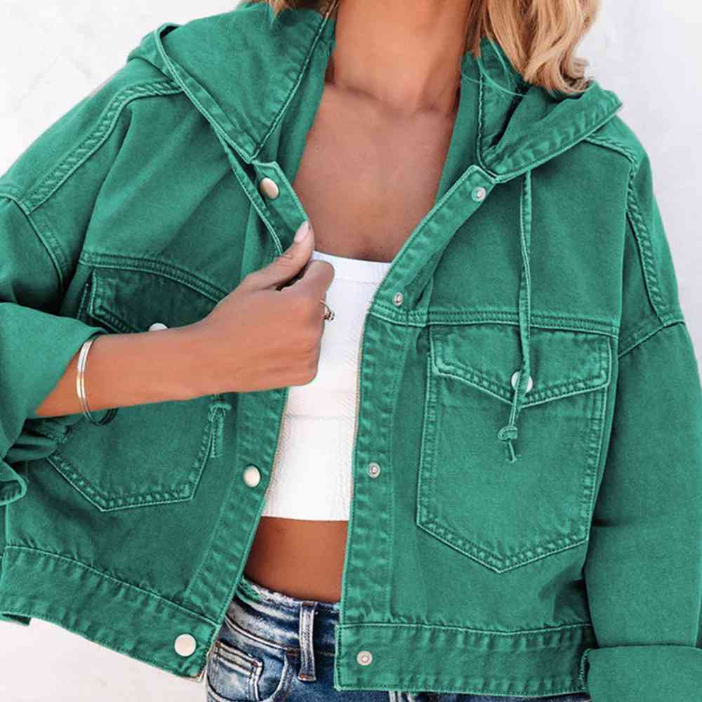 Hooded Dropped Shoulder Denim Jacket - Sydney So Sweet