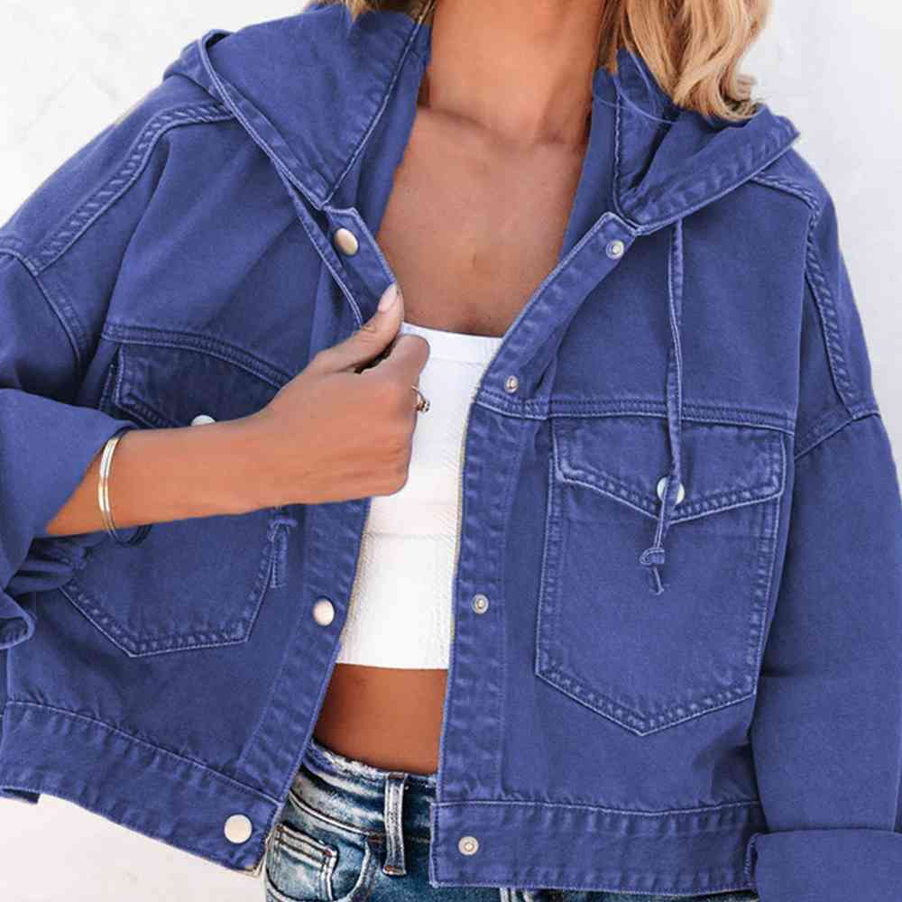 Hooded Dropped Shoulder Denim Jacket - Sydney So Sweet