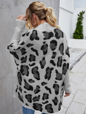 Leopard Pattern Fuzzy Long Cardigan - Sydney So Sweet