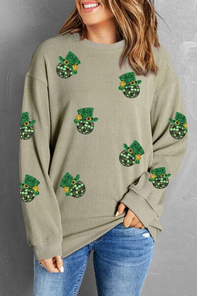 Sequin Round Neck Dropped Shoulder Sweatshirt - Sydney So Sweet