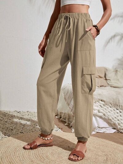 Drawstring Joggers with Cargo Pockets - Sydney So Sweet