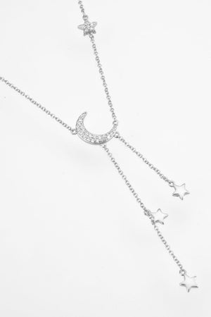 Inlaid Zircon Star and Moon Necklace - Sydney So Sweet
