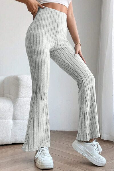 Basic Bae Full Size Ribbed High Waist Flare Pants - Sydney So Sweet