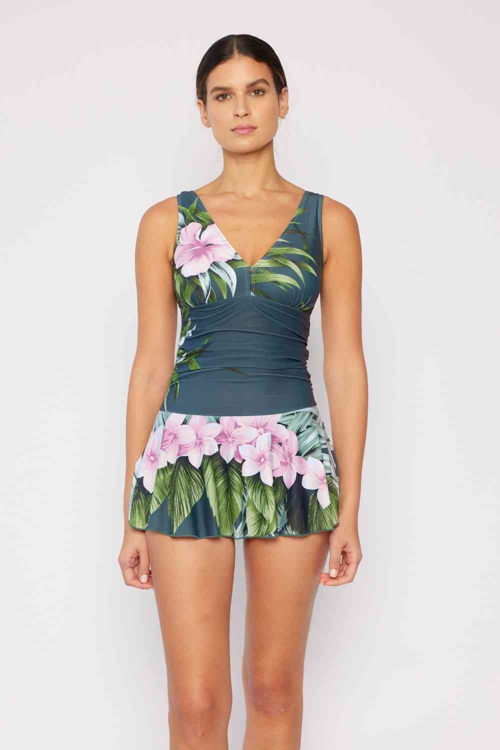 Clear Waters Women's Swim Dress in Aloha Forest - Sydney So Sweet