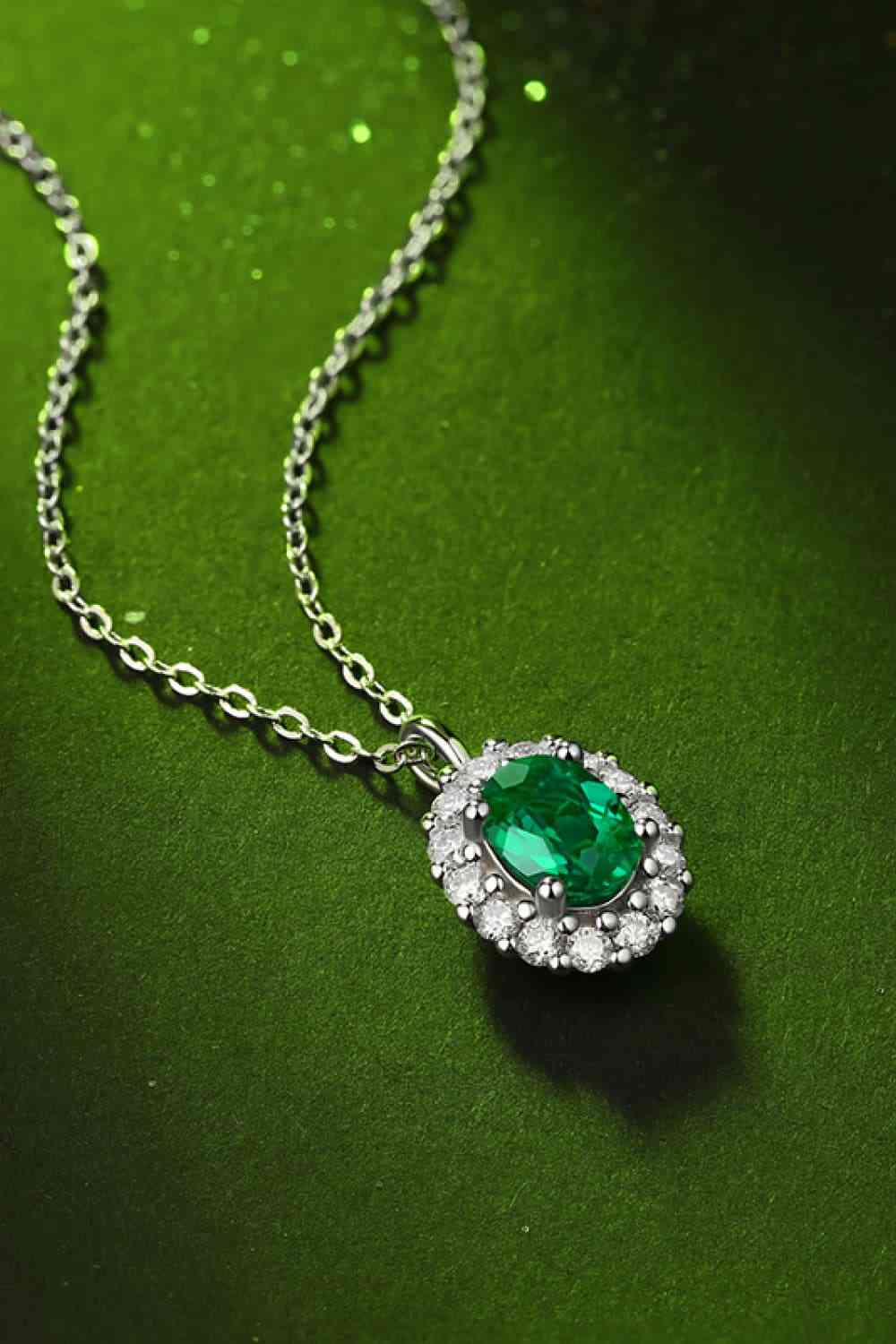 1.5 Carat Lab-Grown Emerald 925 Sterling Silver Necklace - Sydney So Sweet