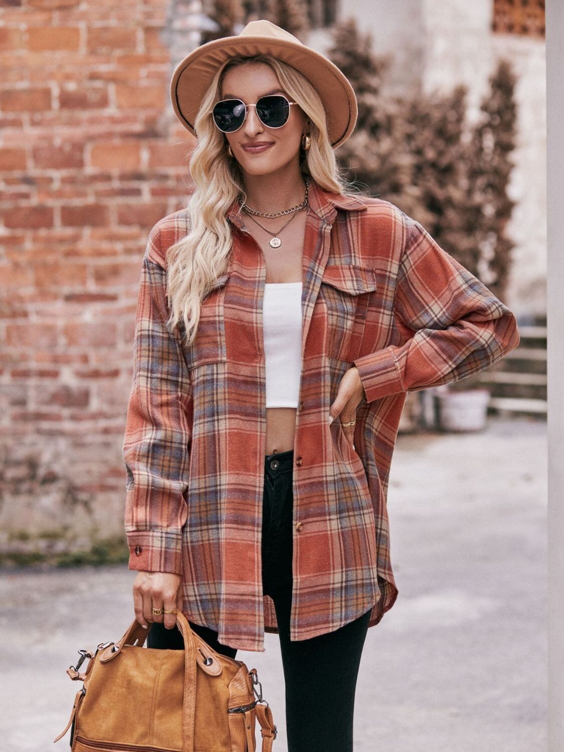 Plaid Dropped Shoulder Longline Shirt - Sydney So Sweet