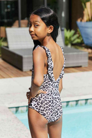 Float On Ruffled One-Piece Girls Swimsuit in Cat - Sydney So Sweet