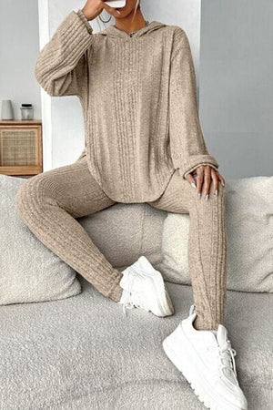 Round Neck Dropped Shoulder Hoodie and Pants Set - Sydney So Sweet