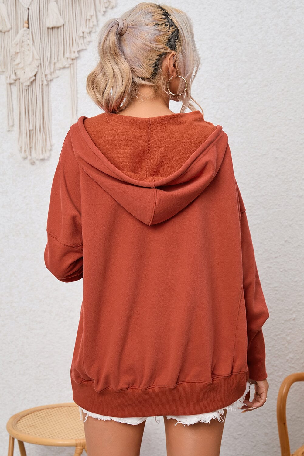 Dropped Shoulder Buttoned Hoodie - Sydney So Sweet