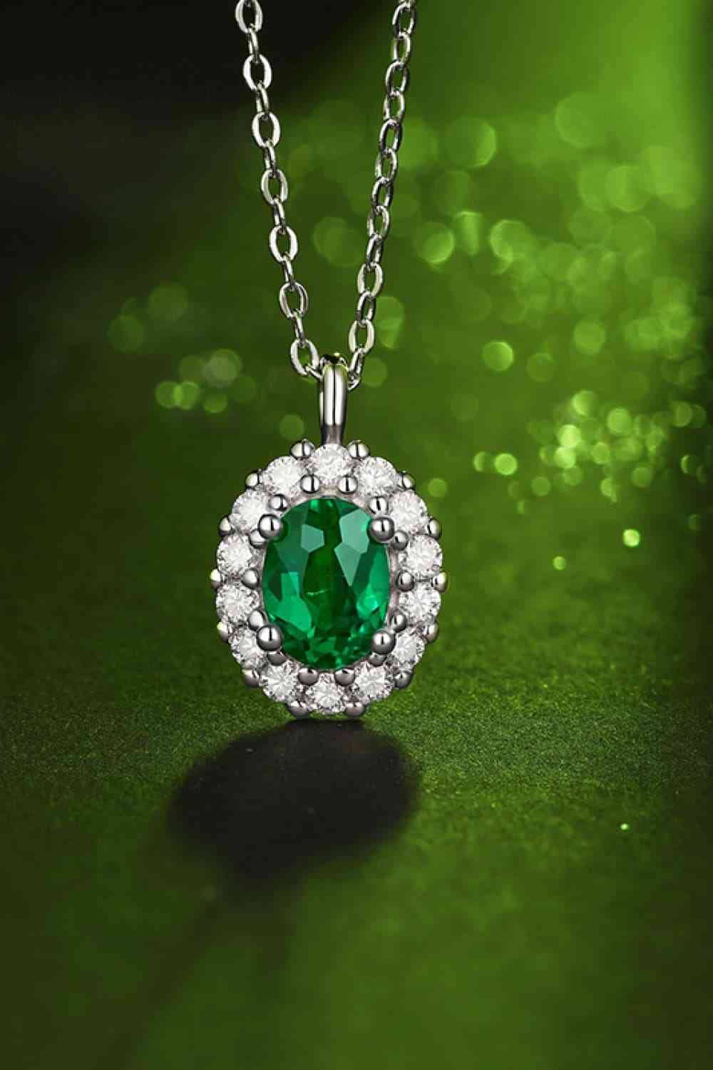 1.5 Carat Lab-Grown Emerald 925 Sterling Silver Necklace - Sydney So Sweet