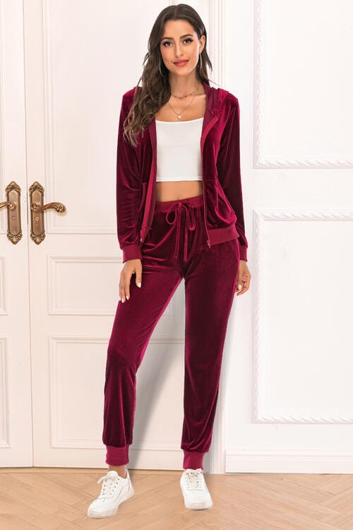 Zip-Up Hooded Jacket and Pants Set - Sydney So Sweet