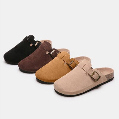 Suede Closed Toe Buckle Slide - Sydney So Sweet