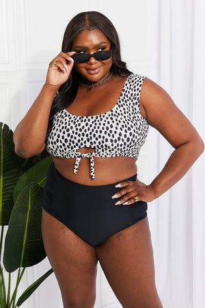 Marina West Swim Sanibel Crop Swim Top and Ruched Bottoms Set in Black - Sydney So Sweet