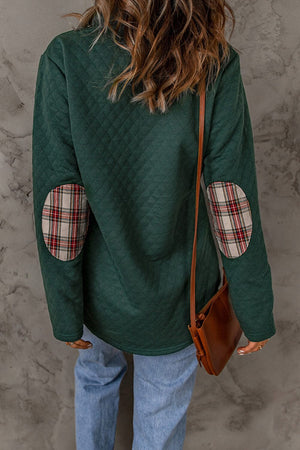 Plaid Snap Down Women's Quilted Sweatshirt - Sydney So Sweet