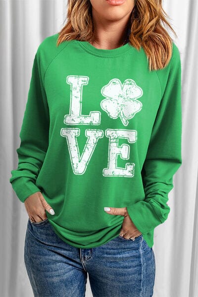 LOVE Lucky Clover Round Neck Sweatshirt - Sydney So Sweet