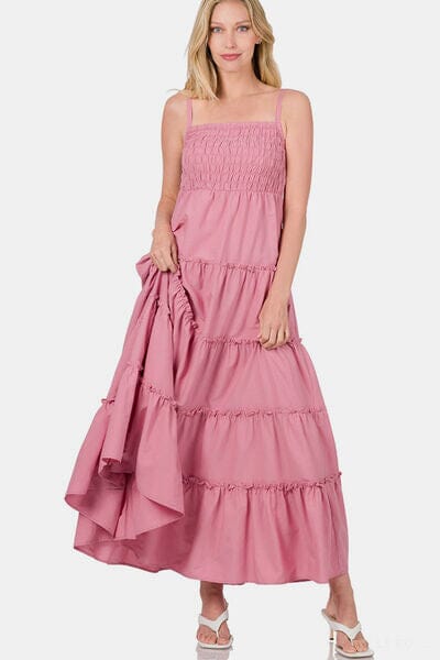 Zenana Woven Smocked Tiered Cami Maxi Dress - Sydney So Sweet